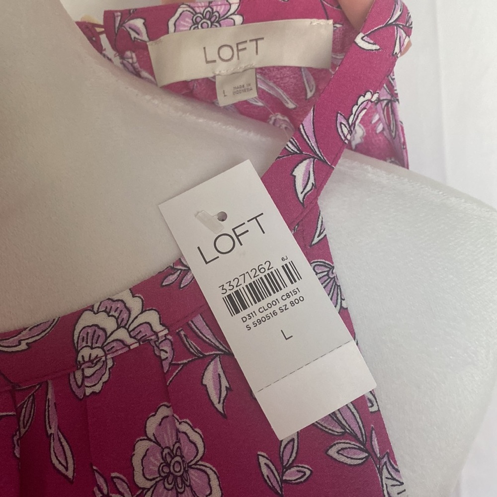 LOFT NWT Floral Shirred Halter Top, LARGE - Picture 6 of 6